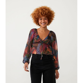 Imagem da oferta Blusa em Tule com Babados na Barra e Estampa Tropical