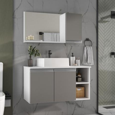 Imagem da oferta Conjunto de Gabinete Banheiro 80cm com Cuba e Espelheira