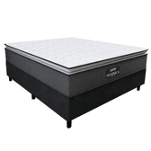 Imagem da oferta Cama Box Casal Colchão Molas Ensacadas 138x188x67cm Cinza / Preto Suporta Até 120kg Cinza / Branco