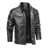 Imagem da oferta Jaqueta De Couro Masculina Slim Forrada