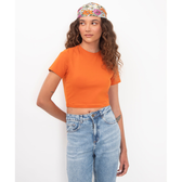 Imagem da oferta blusa básica baby look de algodão peruano laranja