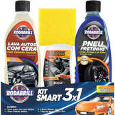 Imagem da oferta Kit Smart Rodabrill - Lava autos com cera Pneu pretinho Silicone gel tradicional
