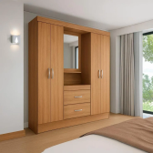 Imagem da oferta Guarda-roupa Espelho Embers 4 Portas 2 Gavetas Amêndola