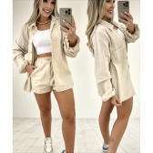 Imagem da oferta Conjunto Linho Feminino Camisa E Short Linha Premium