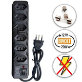 Imagem da oferta Filtro de Linha 6 Tomadas Preto ou Branco Régua 110220v Bivolt Universal C Protetor Descarga de Energia