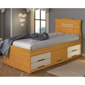 Imagem da oferta Cama Solteiro 5 gavetas Júlia Conquista Móveis Cinamomo/Off-White