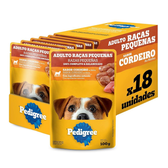 Imagem da oferta Pack Ração Úmida Pedigree Sachê Cordeiro ao Molho para Cães Adultos de Raças Pequenas 100 g - 18 unidades