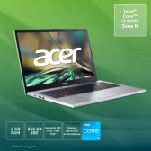 Imagem da oferta Notebook Acer Aspire 3 Intel Core i3– N305 FHD 15.6" LED TN UHD para processadores Inte 256GB SDD 8GB RAM Debian 64 bits Prata - A315-510P-320B