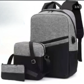 Imagem da oferta Kit 3 Peças Mochila Estojo Bolsa Lateral Unisexx Confortável Versátil E Grande Capacidade