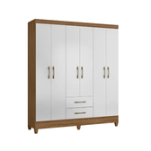 Imagem da oferta Guarda-Roupa Casal 6 Portas Bater 2 Gavetas Panamá Moval Roupeiro - Naturalebranco