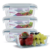 Imagem da oferta Conjunto 4 Potes Vidro Com Vedação Hermética Marmita Mantimentos 370ml