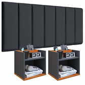 Imagem da oferta Conjunto Cabeceira Casal Modulada140cm com Kit de Mesa de Cabeceira Suspenso com Porta Celular (Cinza - CinzaCinamomo)