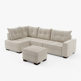 Imagem da oferta Sofá de Canto 7 Lugares com Puff Tecido Sued 100% Poliéster Espuma D23 - Genova