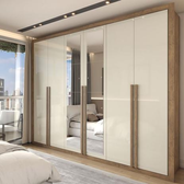 Imagem da oferta Guarda-Roupa Casal Severo 6 Portas 6 Gavetas com Espelho Ipê/Off White - Panorama Móveis