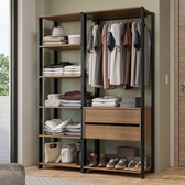 Imagem da oferta Guarda-roupa Closet Modulado Valencia 2 Gavetas 129cm Rustic/preto Madesa