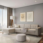 Imagem da oferta Sofá 4 Lugares Life com Chaise Esquerdo Pé Palito Linho Cotton Cru - Mobly