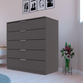 Imagem da oferta Cômoda Bartira Diplomata com 5 Gavetas e 90 cm de Largura - Grafite