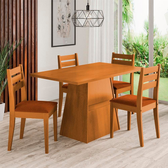 Imagem da oferta Mesa de Jantar Retangular Dobuê Dakar com 4 Cadeiras Estofadas Revestidas em Suede - Cinamomo e Terracota