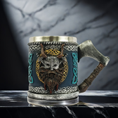 Imagem da oferta Caneca de Cerveja Viking Medieval 3D Aço Inoxidável 450ml