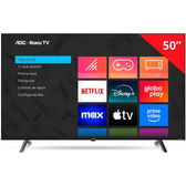 Imagem da oferta Smart TV 50" AOC 4K DLED Série 7045 50U7045/78G Roku TV Quad Core Google Assistente 3 HDMI