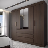 Imagem da oferta Guarda-Roupa Casal Honey 4 Portas 6 Gavetas com Espelho ébano - Panorama Móveis