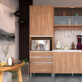 Imagem da oferta Paneleiro Amazonita Com 2 Portas 3 Gavetas 3 Prat Bartira Cor Damasco