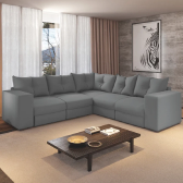 Imagem da oferta Sofá De Canto Retrátil 5 Lugares Veludo Qatar Cinza Selmer