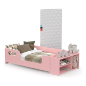 Imagem da oferta Rofemar Moveis Mini Cama Infantil Montessoriana com Colchão Juvenil e Sapateira para Quarto de Criança Menina Cor Rosa