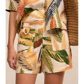 Imagem da oferta Short em Viscolinho com Bolsos e Estampa Folhagem