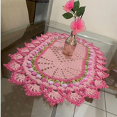 Imagem da oferta Centro de Mesa Tulipas  Caminho de Mesa de Crochê  Toalha de Mesa Crochê Oval  Centrinho de Crochê Oval Decoraçã