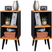 Imagem da oferta Kit 2 Mesa de Cabeceira Retrô com Prateleira Charme