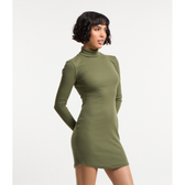 Imagem da oferta Vestido Reto em Ribana com Barra Arredondada e Golinha Alta