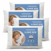 Imagem da oferta kit 4 Travesseiro Sonhe Bem Antialérgico Siliconado Branco