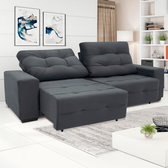 Imagem da oferta Sofá 4 Lugares Linoforte Bonno Retrátil e Reclinável Revestido em Tecido Suede - 230cm de Largura - Cinza