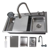 Imagem da oferta Cuba Gourmet Cozinha Premium Torneira Cascata Lavador Copos Completa Aço Inox 304 Stillus Home