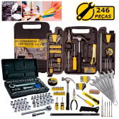 Imagem da oferta Kit Jogo De Ferramentas 246 Peças Soquetes Catraca Reversível Chaves Combinadas Multiuso Uso Geral