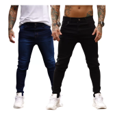 Imagem da oferta Kit 2 Calça Jeans Masculina Preta Azul Direto Fabrica Slim