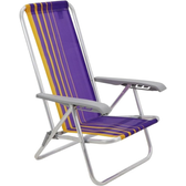Imagem da oferta Cadeira de Praia Reclinável Tramontina Bali Baixa em Alumínio com Assento Roxo e Amarelo