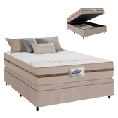 Imagem da oferta Cama Box Baú Casal Colchão Molas Flora Bege 138x188x61cm