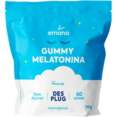 Imagem da oferta Emana Suplemento Alimentar em Goma Gummy de Melatonina Desplug Zero Açúcar Sabor Maracujá 60 Gomas - 150g