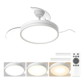 Imagem da oferta Ventilador De Teto Moderno Com Luz Led E Controle Remoto Silencioso E Econômico Com 6 Velocidades Pás Retráteis