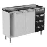 Imagem da oferta Balcão Pia Itatiaia Diamante 2 Portas 4 Gavetas E Nicho Branco Com Preto