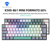 Imagem da oferta Machenike K500-B61 Mini Teclado Mecânico 60% ABNT2 Layout RGB Backlight Hot-swappable NKRO Wired Gaming Teclado Para PC