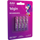 Imagem da oferta Pilha recarregável AAA 900mAh Elgin com 4 unidades Palito