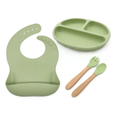 Imagem da oferta Babador Silicone Bebê Prato Talher Flexível Ventosa Refeição