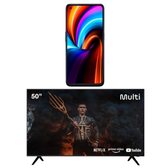 Imagem da oferta Combo Tech - Smart Tela DLED 50'' 4K e Smartphone Multi H 5G 256GB Full HD