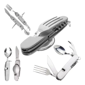 Imagem da oferta Canivete Talher Garfo Colher Multiuso Camping Faca Inox E +