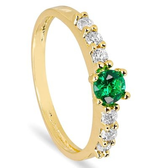 Imagem da oferta Anel em Prata com Banho Dourado com Pedra Principal Verde - AN21228