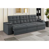 Imagem da oferta Sofá Confort Premium 230m Assento RetrátilReclinável porta copos e USB Suede Cinza - XFlex Sofas