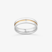 Imagem da oferta Aliança Anatômica com Zircônia em Prata 925 com Friso em Ouro Amarelo 18k - 5,5 mm